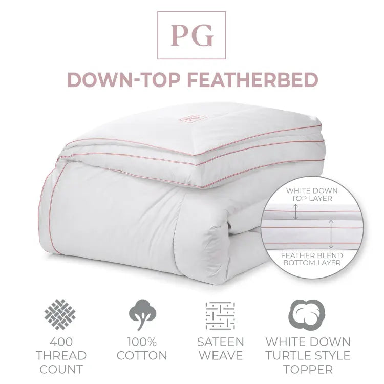 Down-Top Featherbed Mattress Topper - Pink