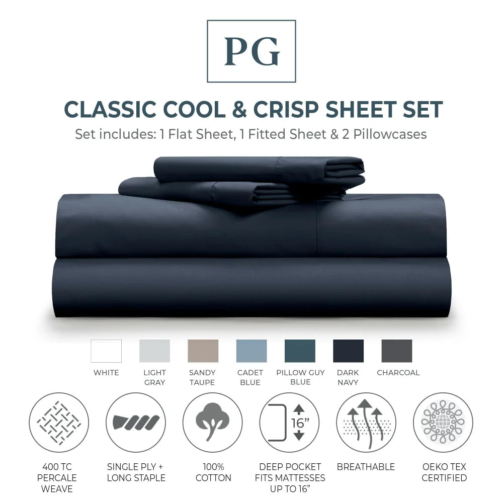 classic cool & crisp sheet set / Color-Dark Navy