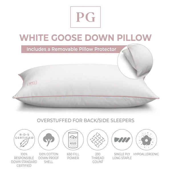 RDS Certified White Down Pillow | Pillow Gal