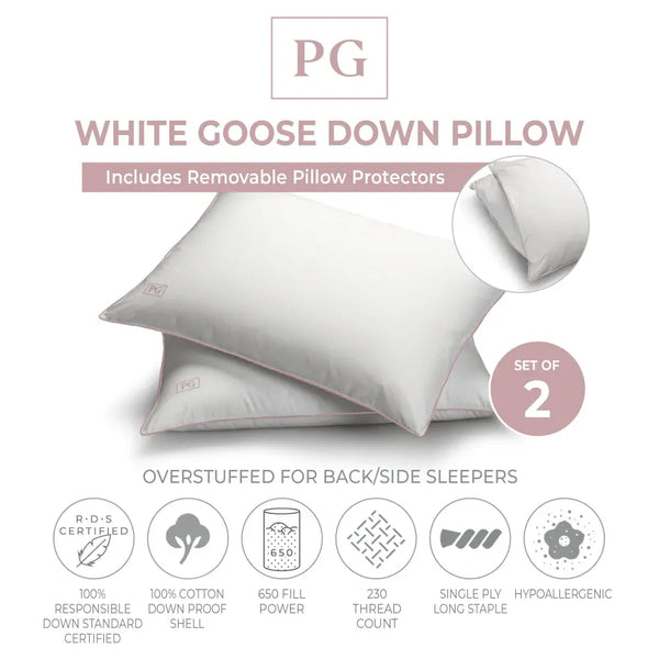 RDS Certified White Down Pillow | Pillow Gal